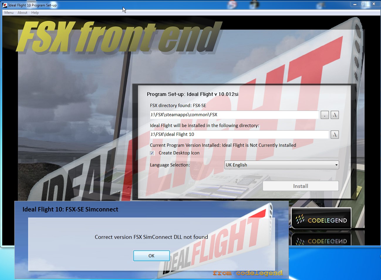 Ideal Flight install screen - correct v simconnect not found.jpg